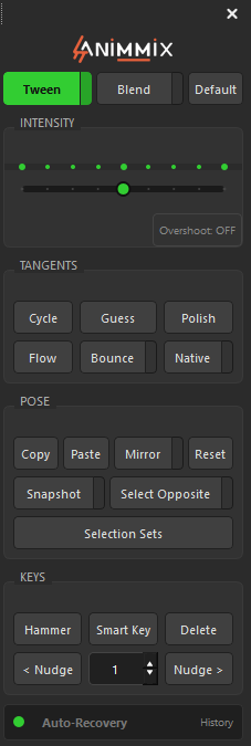 The Animmix panel in 3ds Max